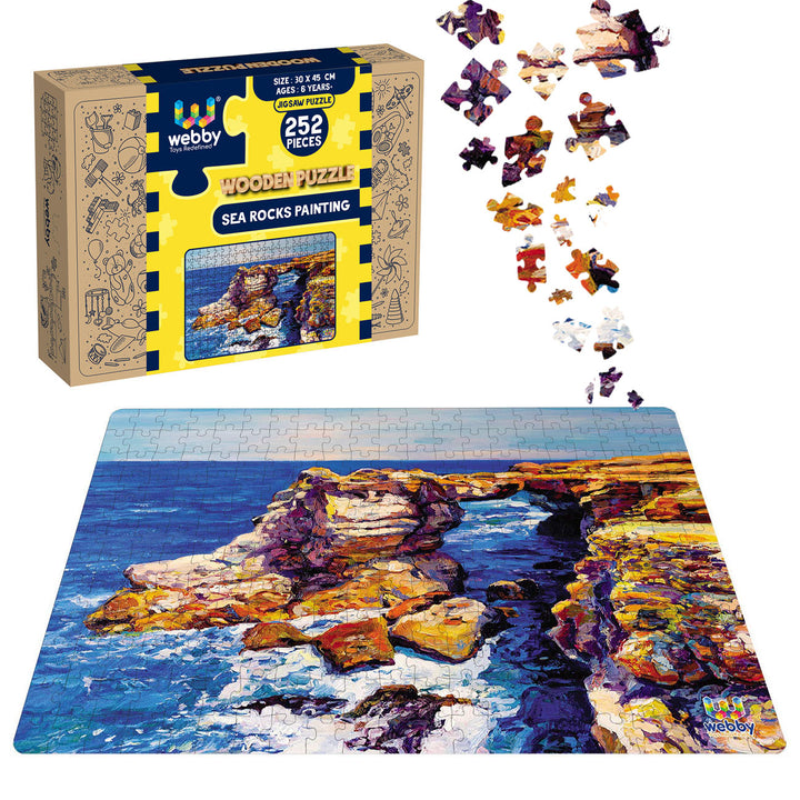 Webby Sea Rocks Painting Jigsaw Wooden Puzzle, 252 pieces