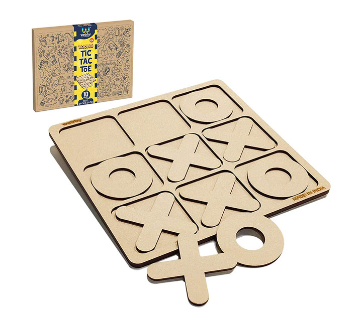 Webby Wooden Tic Tac Toe Classic Board Game - Brown