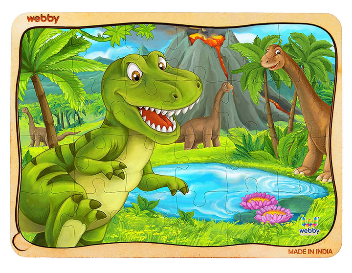 Webby Dino Park Wooden Jigsaw Puzzle, 24pcs, Multicolor