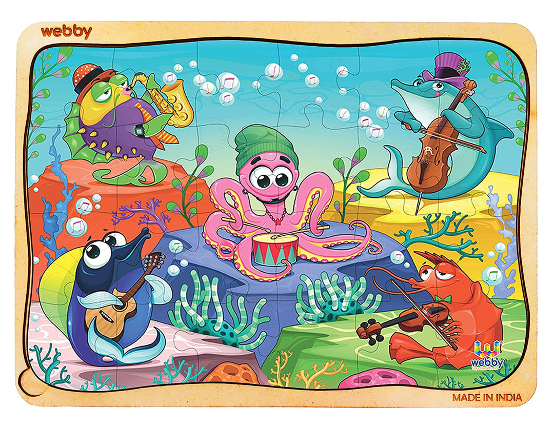 Webby Underwater Orchestra Wooden Jigsaw Puzzle, 24pcs, Multicolor