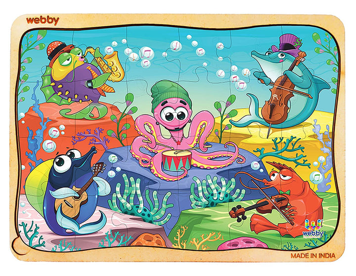 Webby Underwater Orchestra Wooden Jigsaw Puzzle, 24pcs, Multicolor