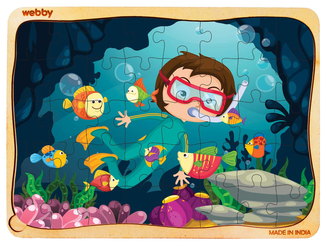 Webby Scuba Diving Wooden Floor Puzzle, 40 Pcs