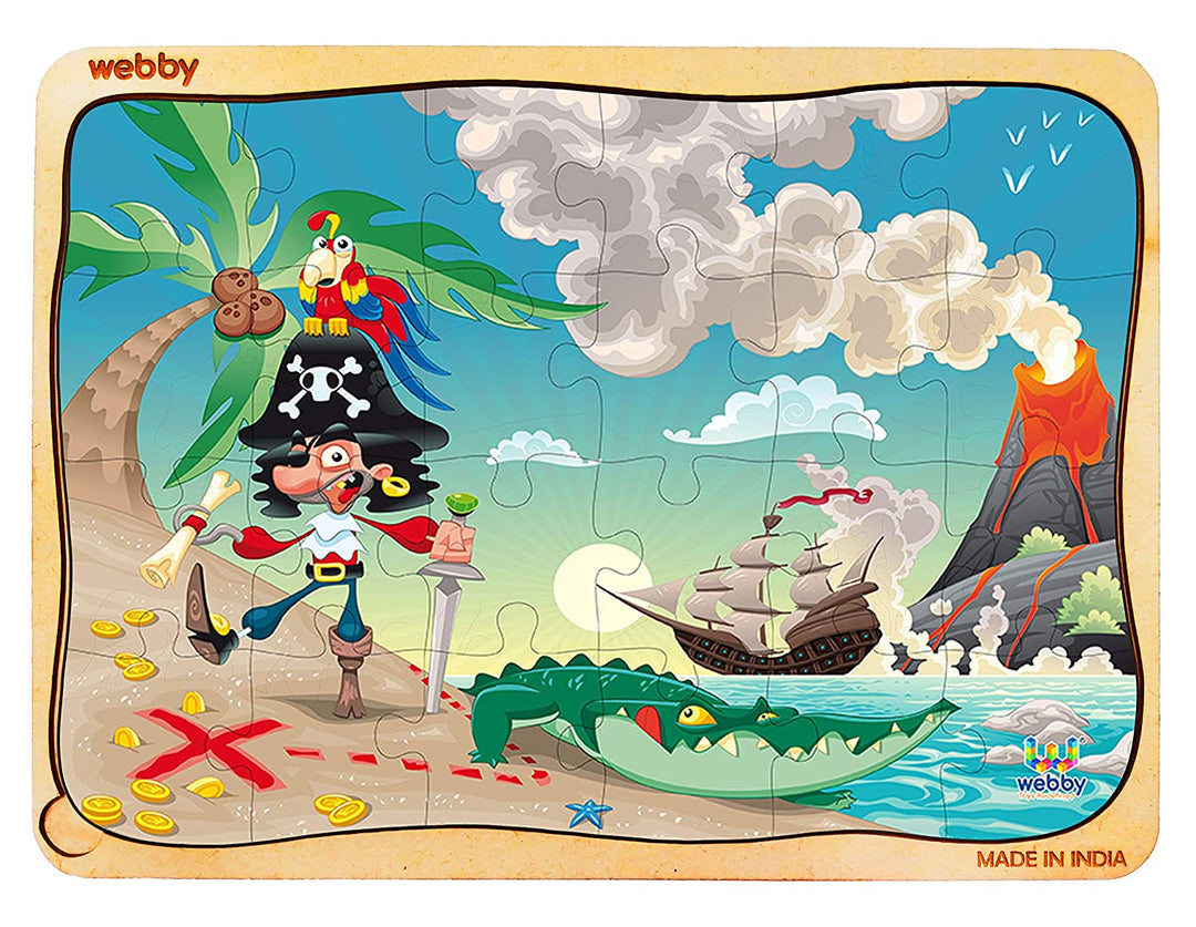 Webby Pirate Scene Wooden Jigsaw Puzzle, 24pcs, Multicolor