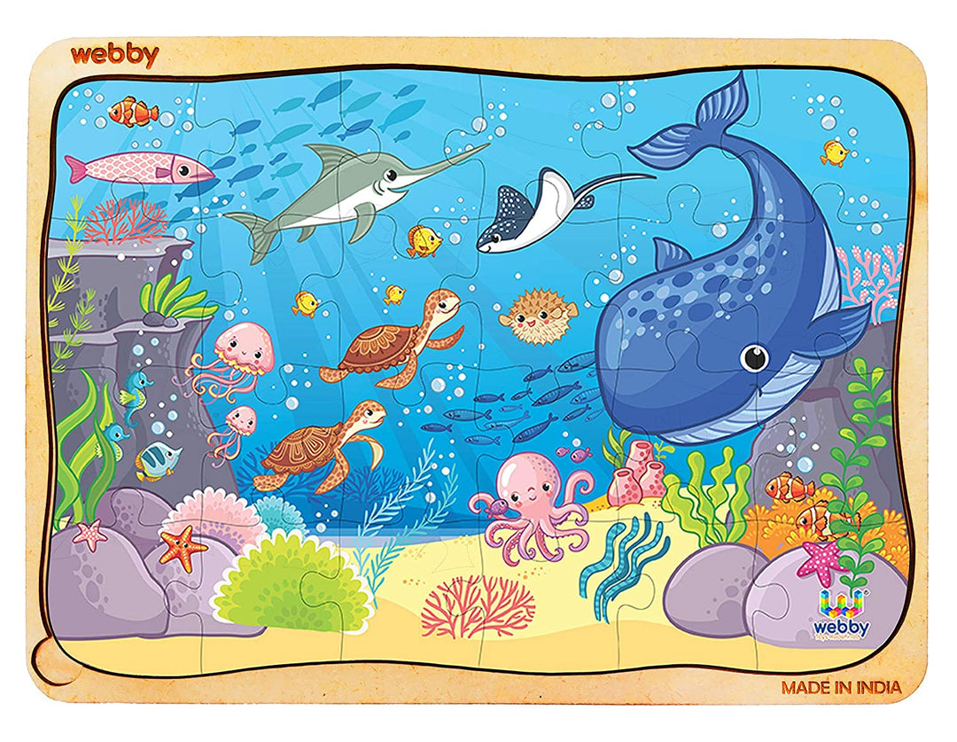Webby Underwater Animals Wooden Jigsaw Puzzle, 24pcs, Multicolor
