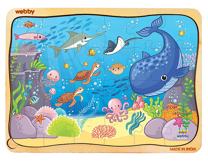 Webby Underwater Animals Wooden Jigsaw Puzzle, 24pcs, Multicolor