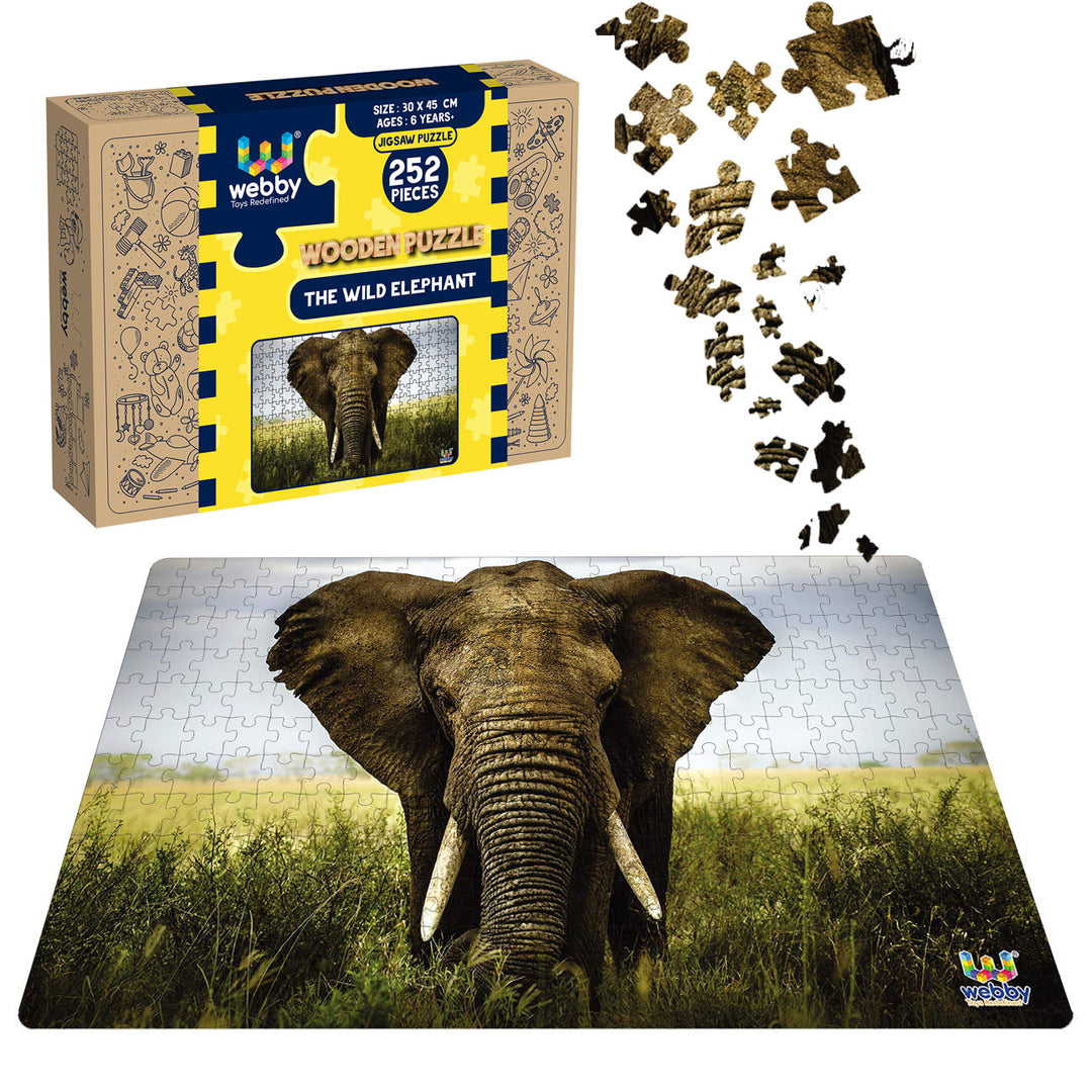 Webby The Wild Elephant Wooden Jigsaw Puzzle, 252 pieces