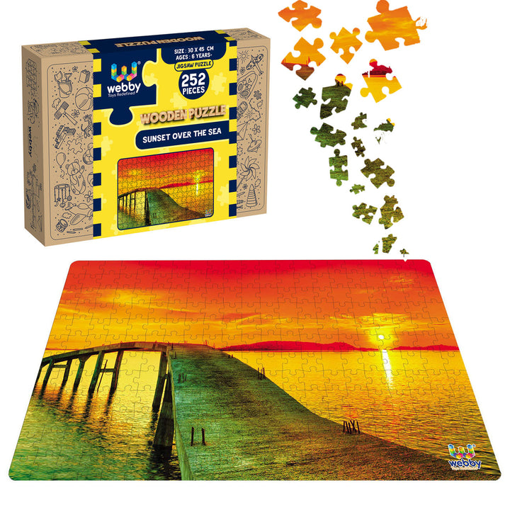 Webby Sunset Over the Sea Wooden Jigsaw Puzzle, 252 pieces