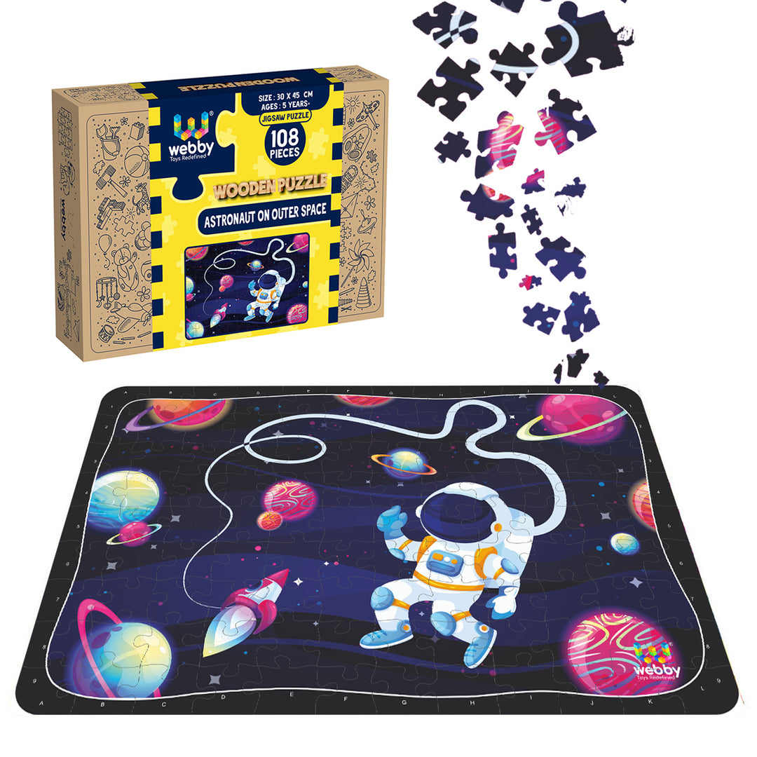 Webby Astronaut in Outer Space Wooden Jigsaw Puzzle, 108 Pieces