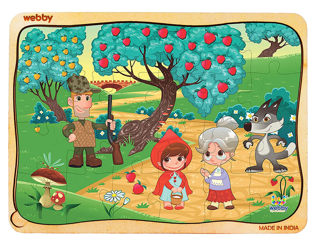 Webby Little Red Riding Hood Wooden Jigsaw Puzzle, 24pcs, Multicolor