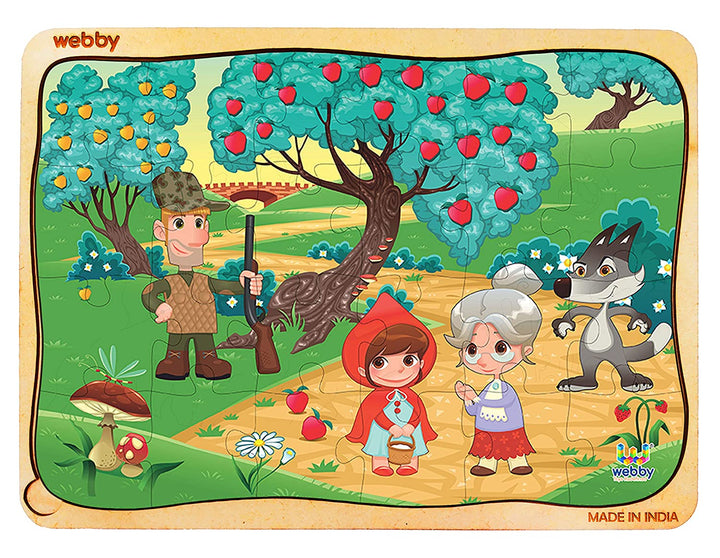 Webby Little Red Riding Hood Wooden Jigsaw Puzzle, 24pcs, Multicolor