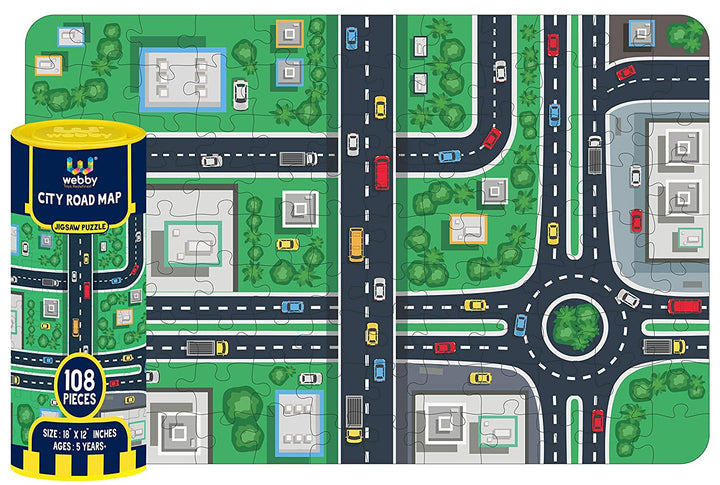 Webby City Road Map Jigsaw Puzzle, 108 Pieces