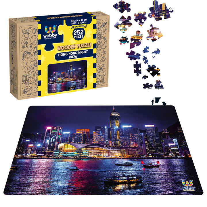 Webby Hong Kong Night View Wooden Jigsaw Puzzle, 252 pieces