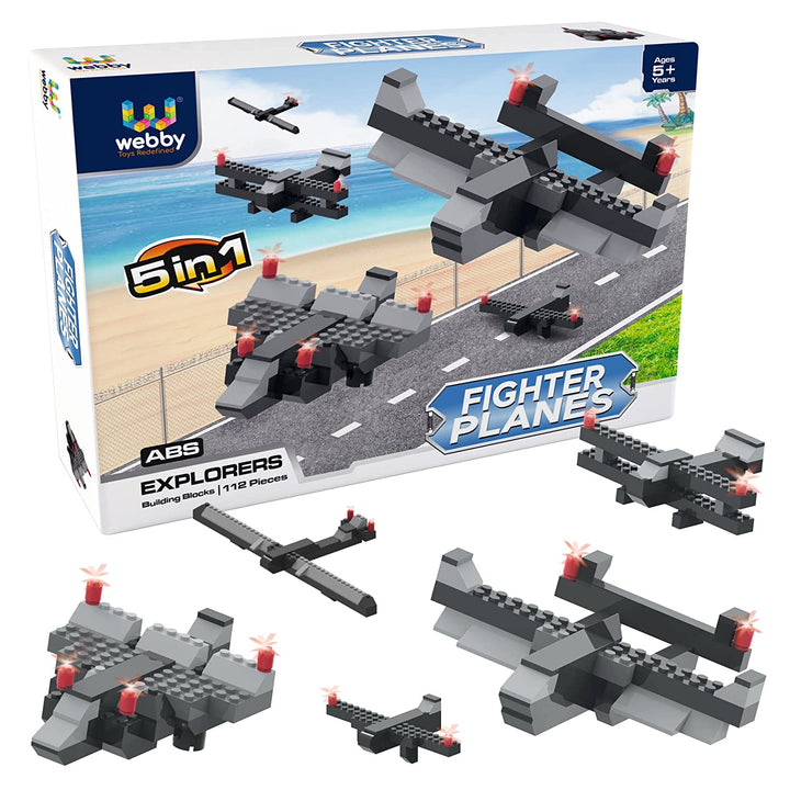 Webby 5 in 1 Fighter Planes ABS Building Blocks Kit (112 pcs)