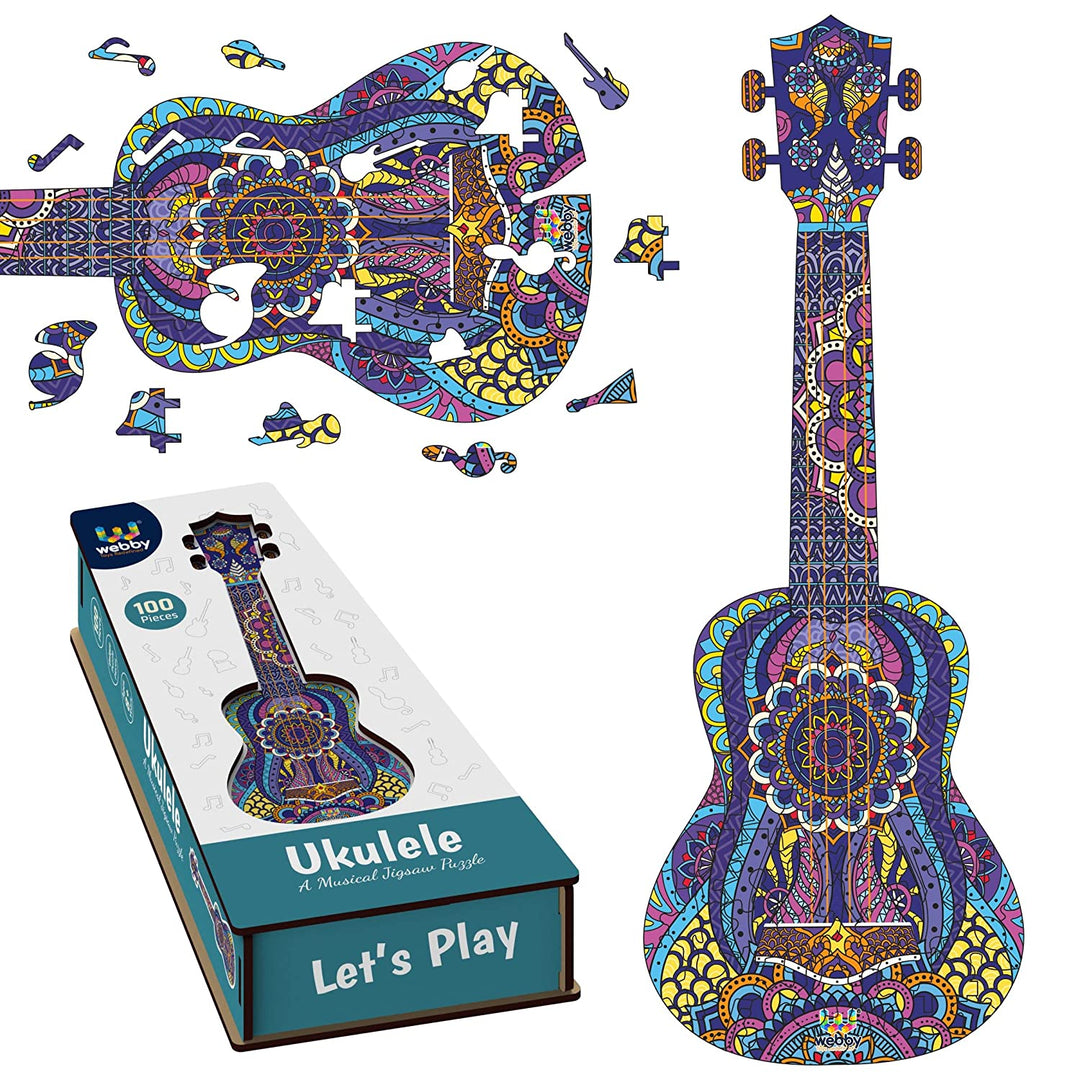 Webby Colourful Ukulele Guitar Jigsaw Puzzle 100 Pcs