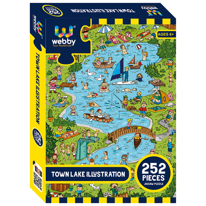 Webby Town Lake Illustration Jigsaw Puzzle, 252 pieces