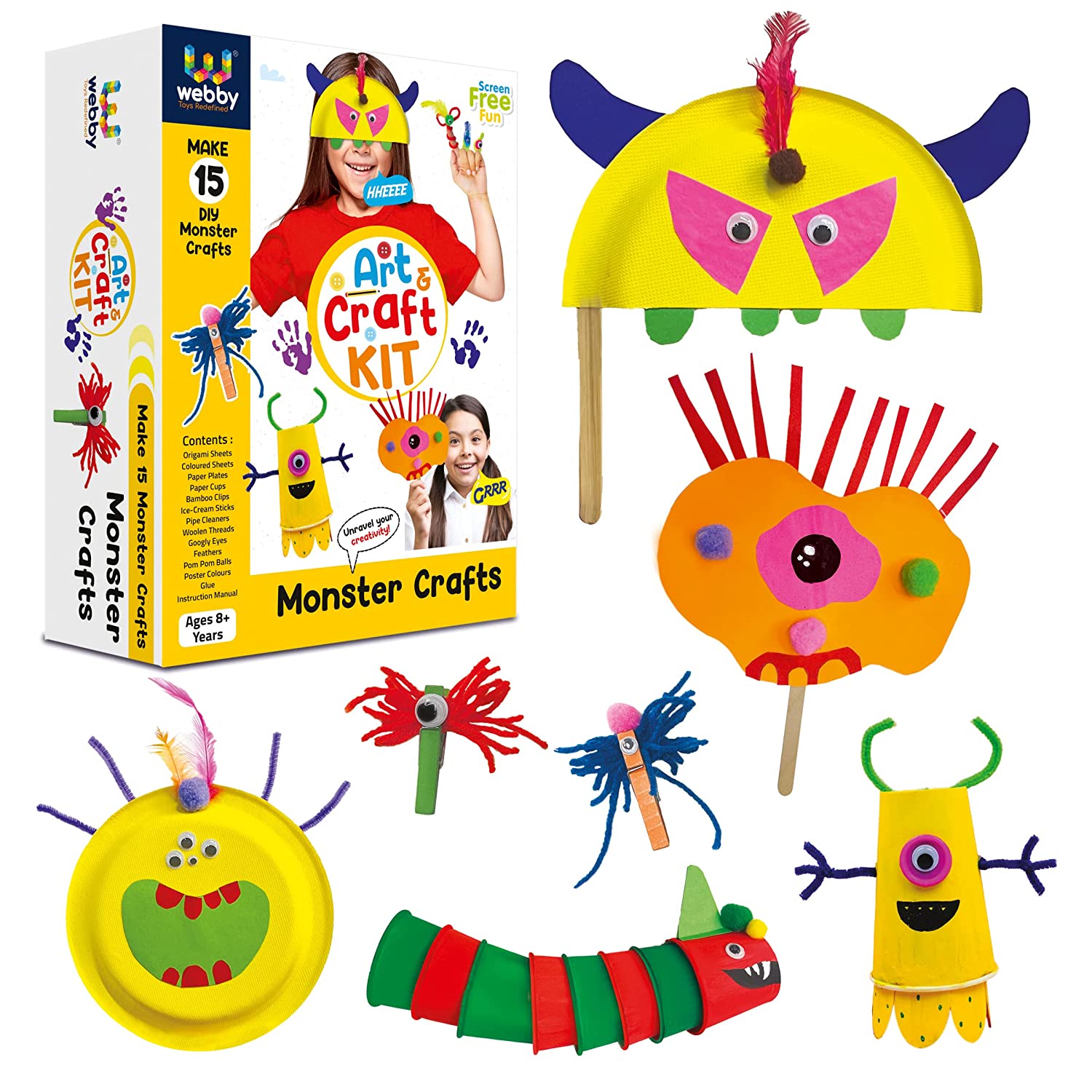 Webby DIY Art and Craft Monster Puppet Activity Kit – Webby Toys