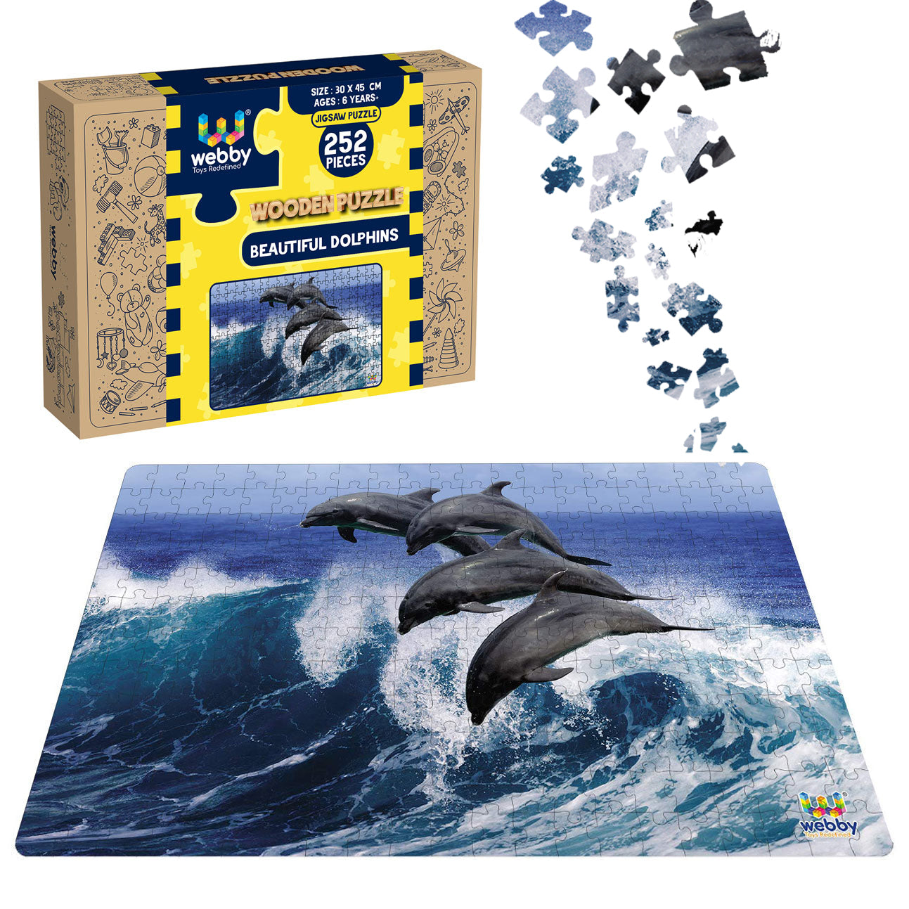 Webby Beautiful Dolphins Jigsaw Puzzle, 252 pieces – Webby Toys Webby Beautiful Dolphins Jigsaw Puzzle, 252 pieces – Webby Toys