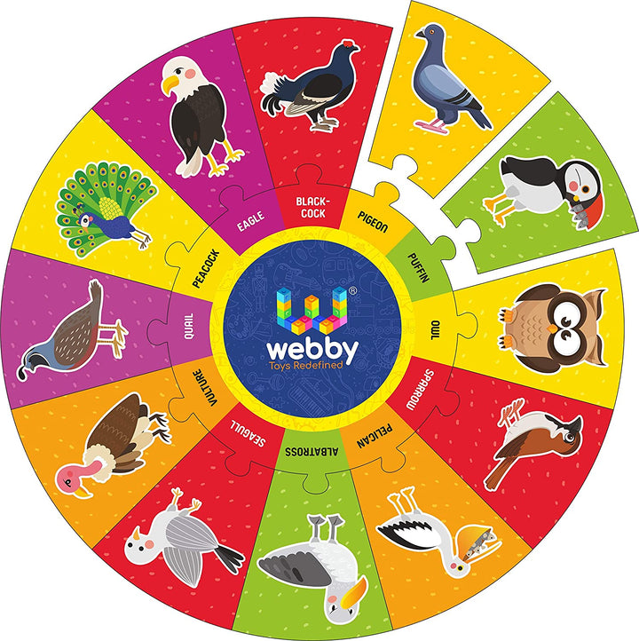 Webby Wooden Round Jigsaw Floor Puzzle, 13 Pcs