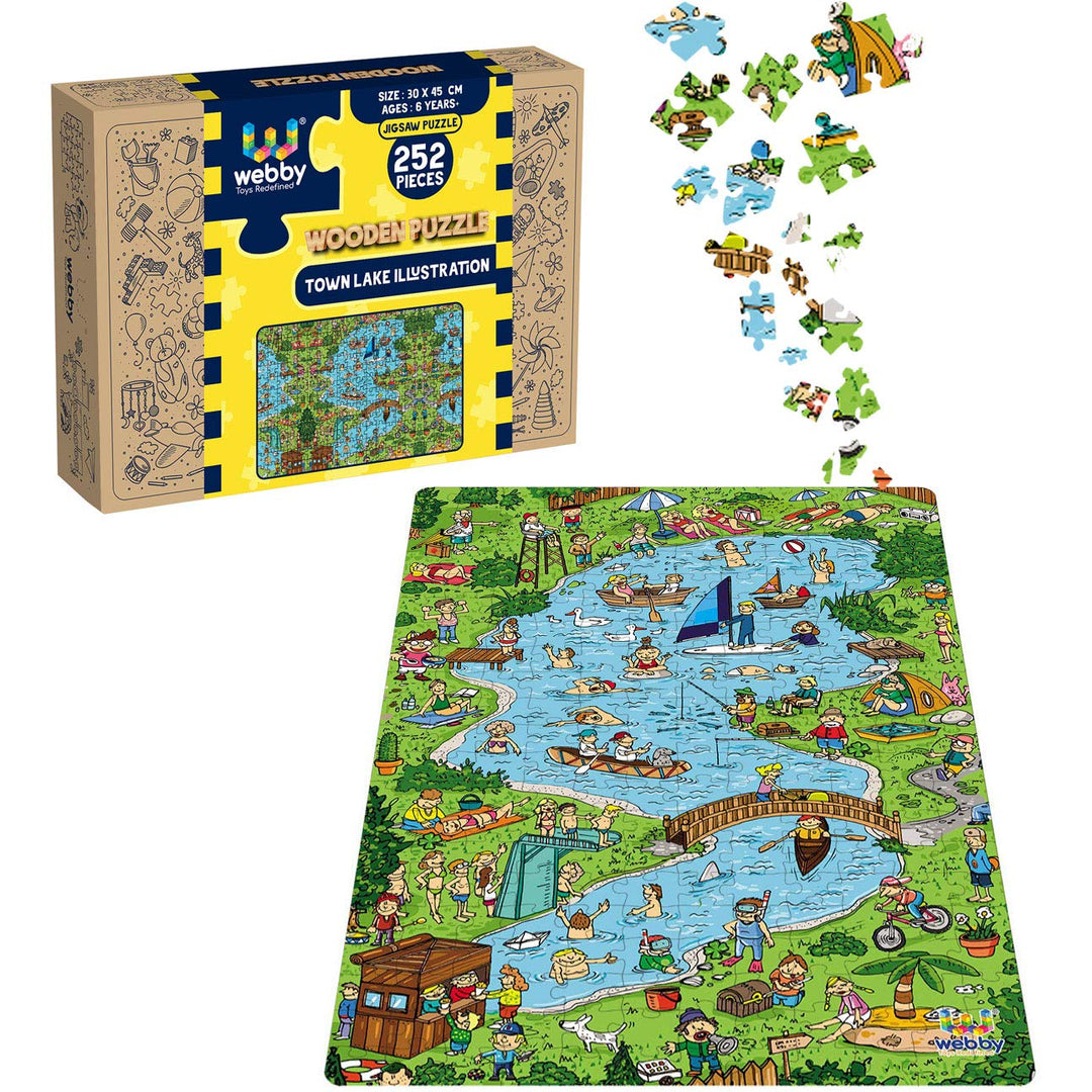 Webby Town Lake Illustration Jigsaw Puzzle, 252 pieces