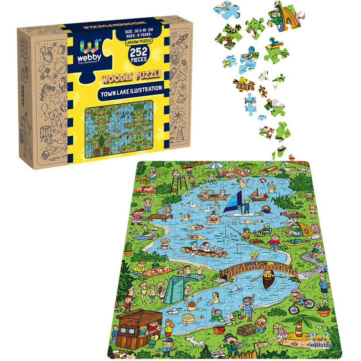 Webby Town Lake Illustration Jigsaw Puzzle, 252 pieces