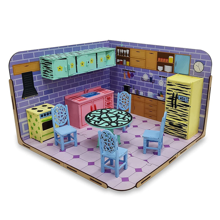 Webby Pre-Assembled Paint Your Kitchen Furniture Wooden Dollhouse