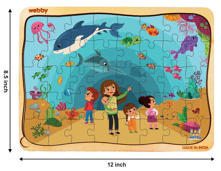 Webby Aquarium Wooden Floor Puzzle, 40 Pcs