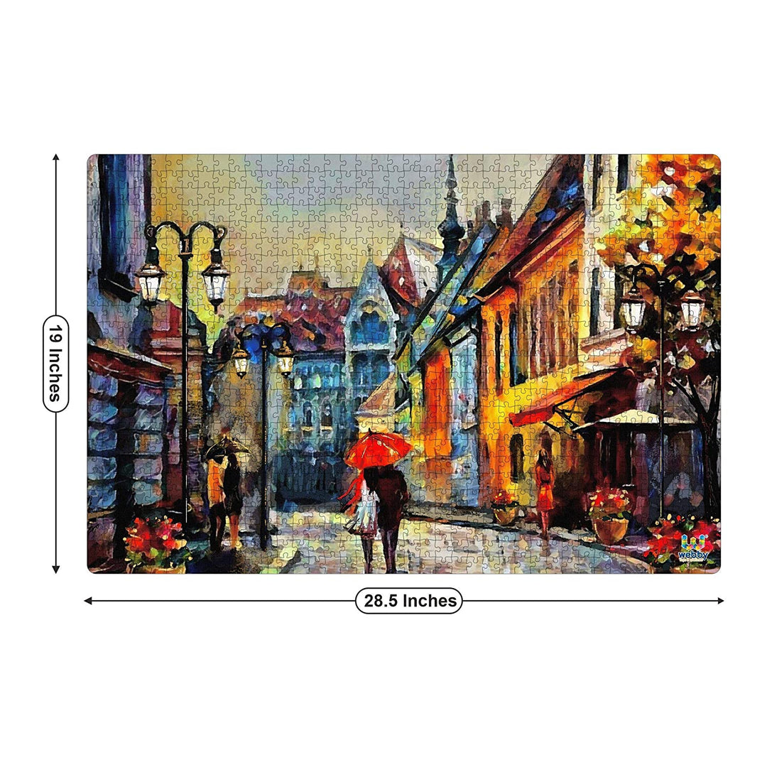 Webby Downtown Couple Walk Wooden Jigsaw Puzzle, 1000 Pieces