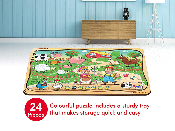 Webby Farm Family Wooden Jigsaw Puzzle, 24pcs, Multicolor