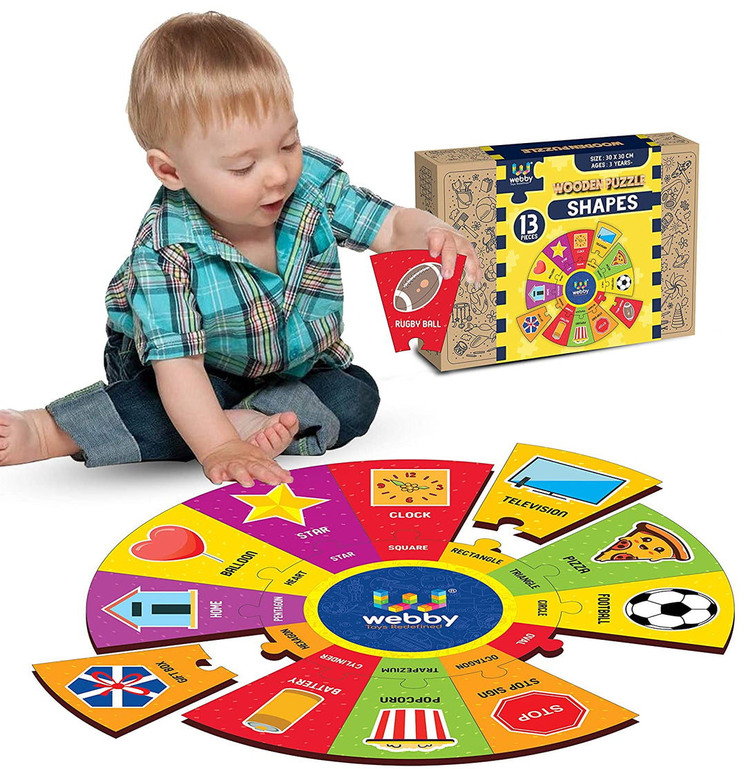 Webby Wooden Round Jigsaw Floor Puzzle, 13 Pcs