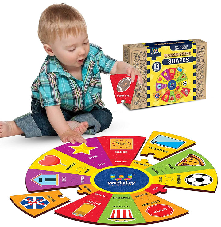 Webby Wooden Round Jigsaw Floor Puzzle, 13 Pcs