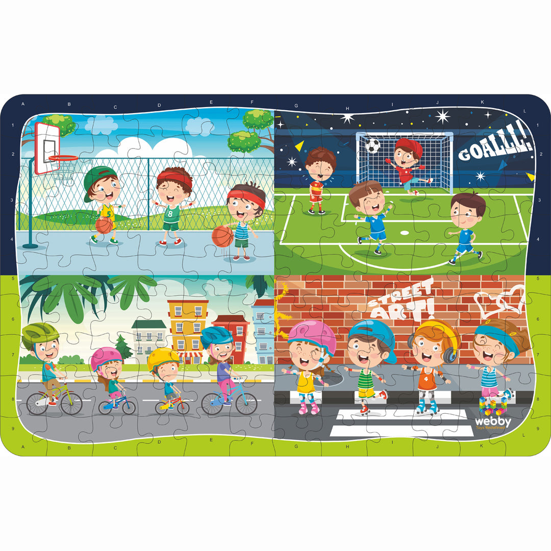 Webby 4 in 1 Sports Puzzle Wooden Jigsaw Puzzle, 108 Pieces