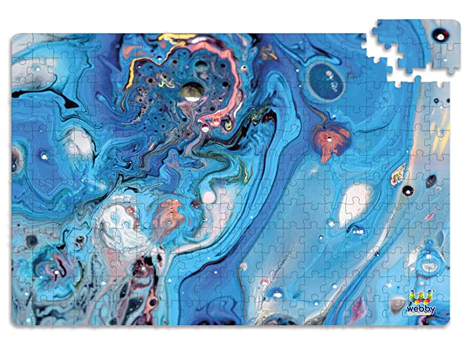 Webby Abstract Blending of Blues Wooden Jigsaw Puzzle, 252 pieces