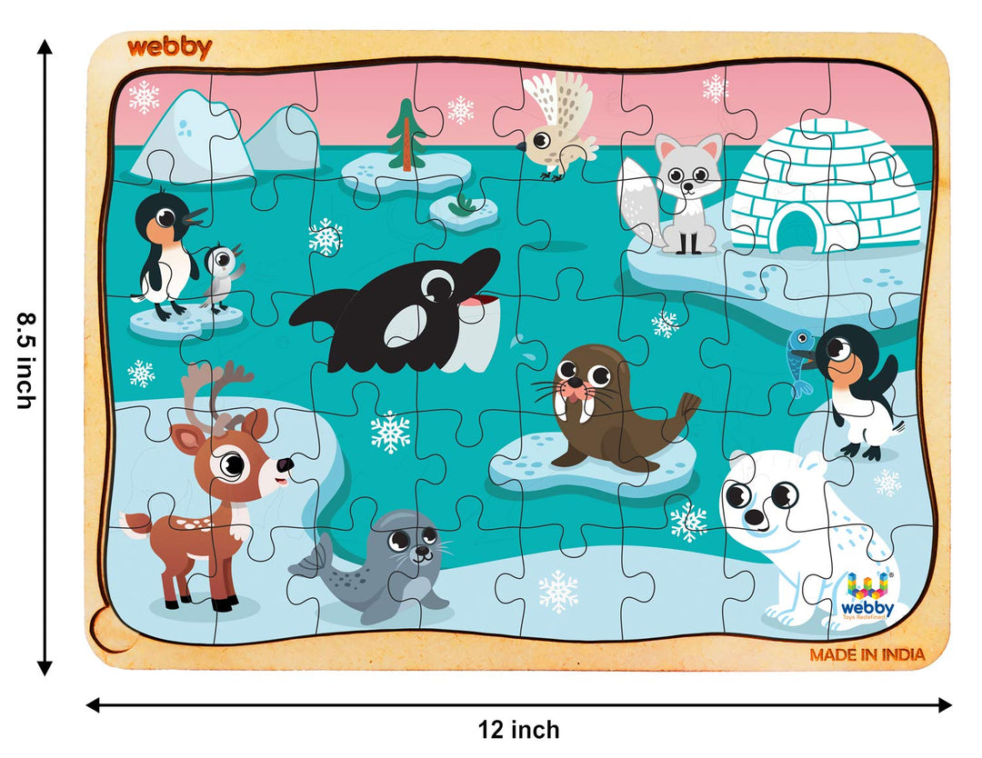 Webby Polar Animals Wooden Floor Puzzle, 40 Pcs