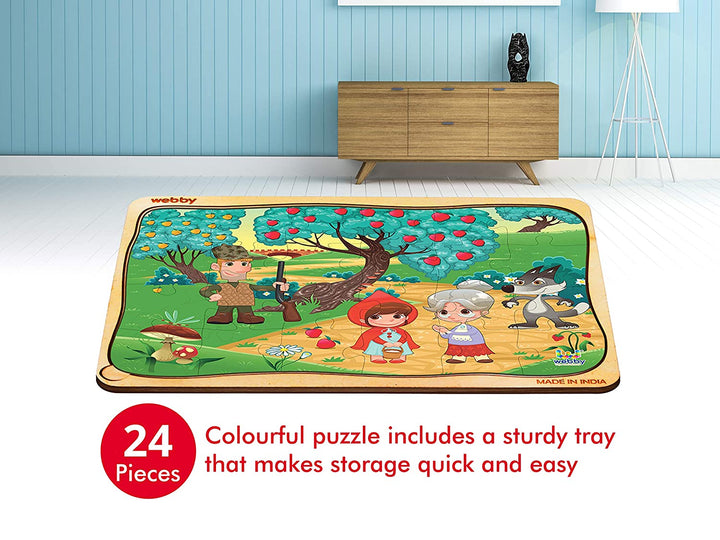 Webby Little Red Riding Hood Wooden Jigsaw Puzzle, 24pcs, Multicolor