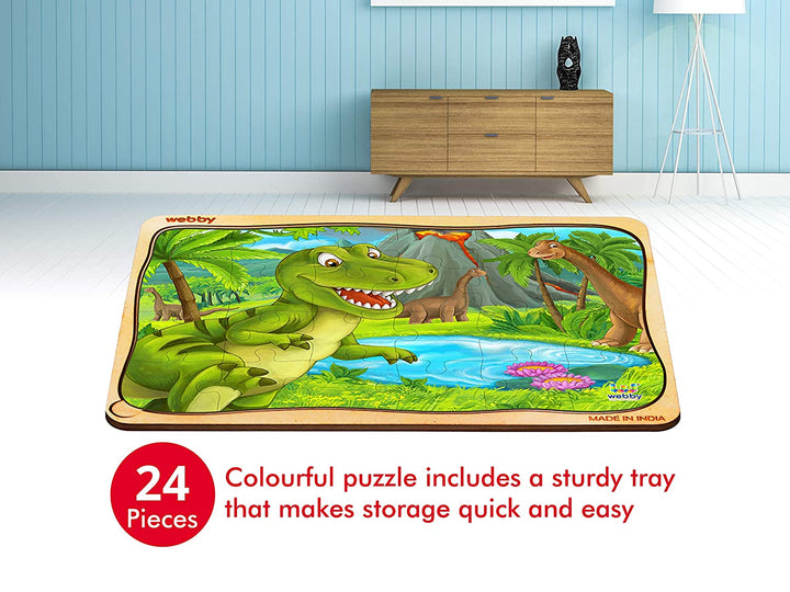 Webby Dino Park Wooden Jigsaw Puzzle, 24pcs, Multicolor