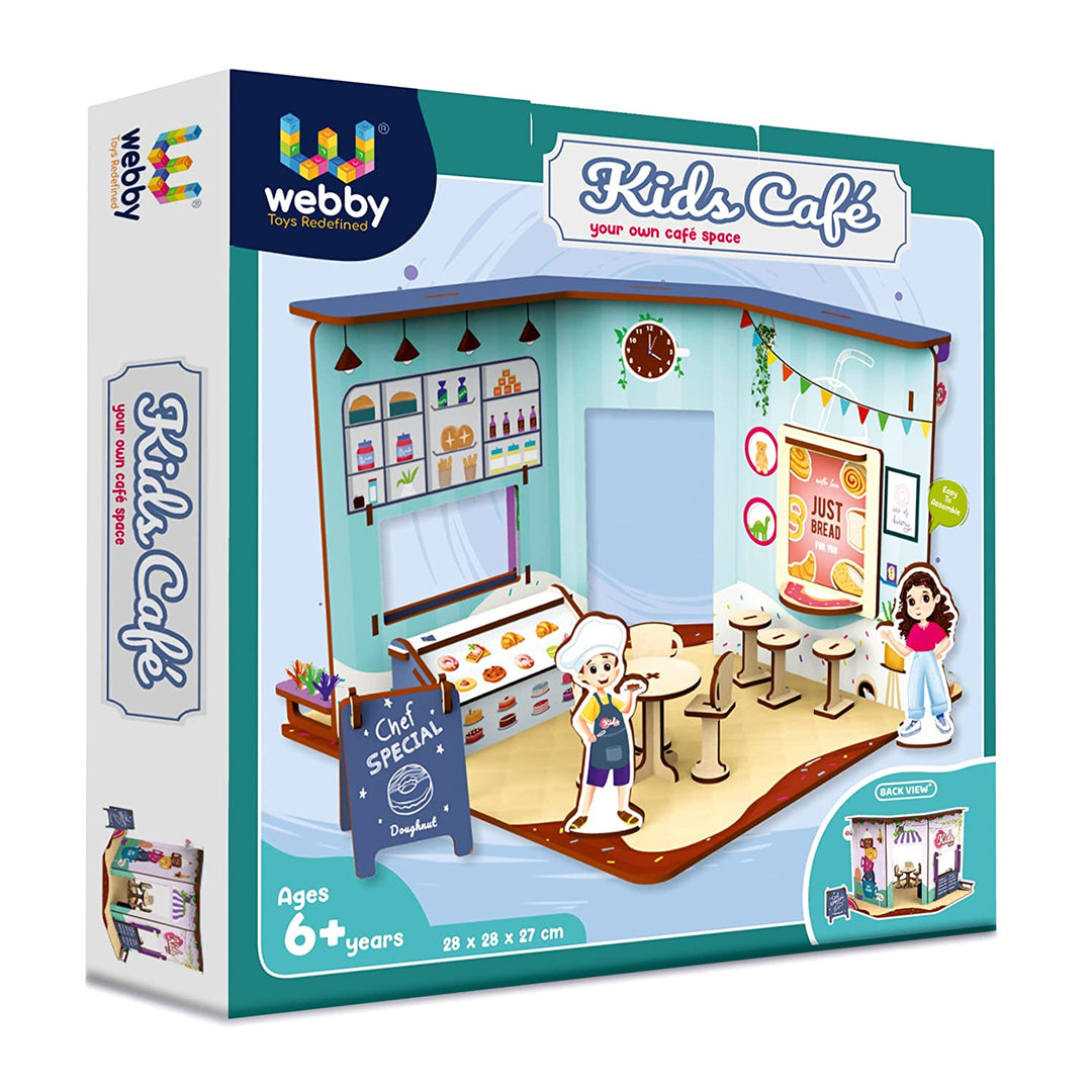 Webby DIY Wooden Kids Cafe Dollhouse Set