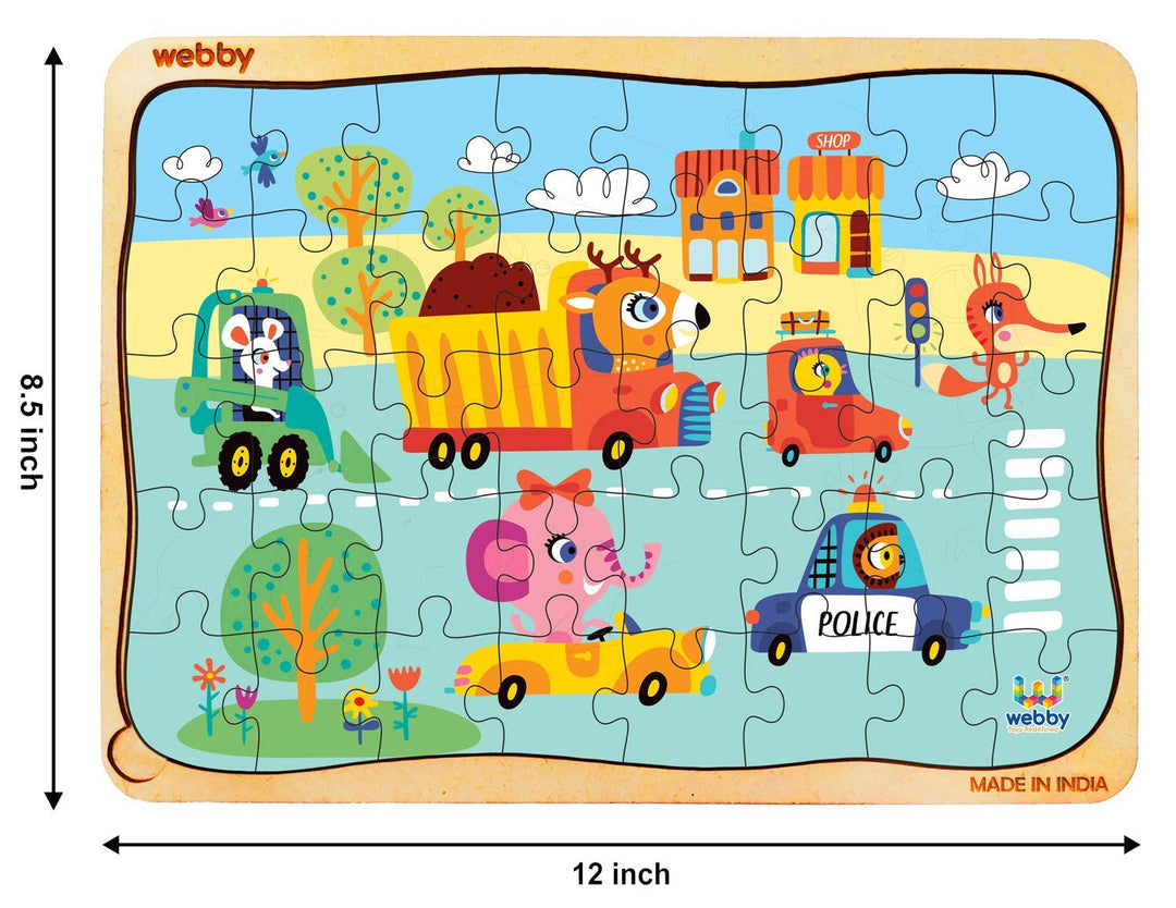 Webby Kiddy Traffic Light Wooden Floor Puzzle, 40 Pcs