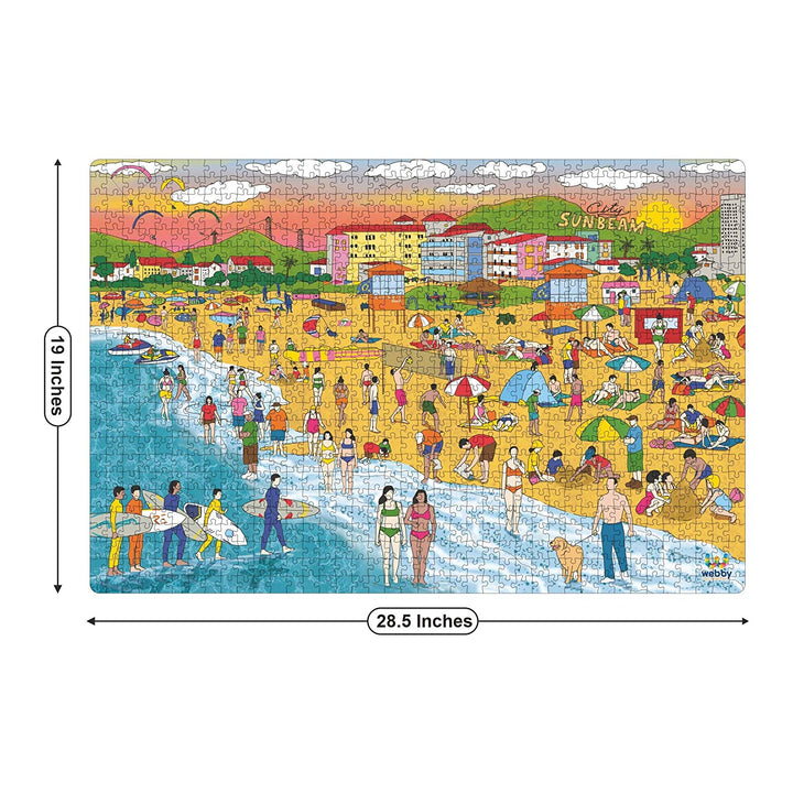 Webby Beach Illustration Wooden Jigsaw Puzzle, 1000 Pieces