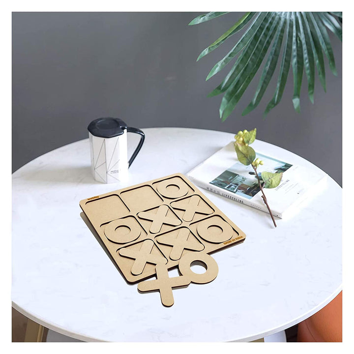 Webby Wooden Tic Tac Toe Classic Board Game - Brown