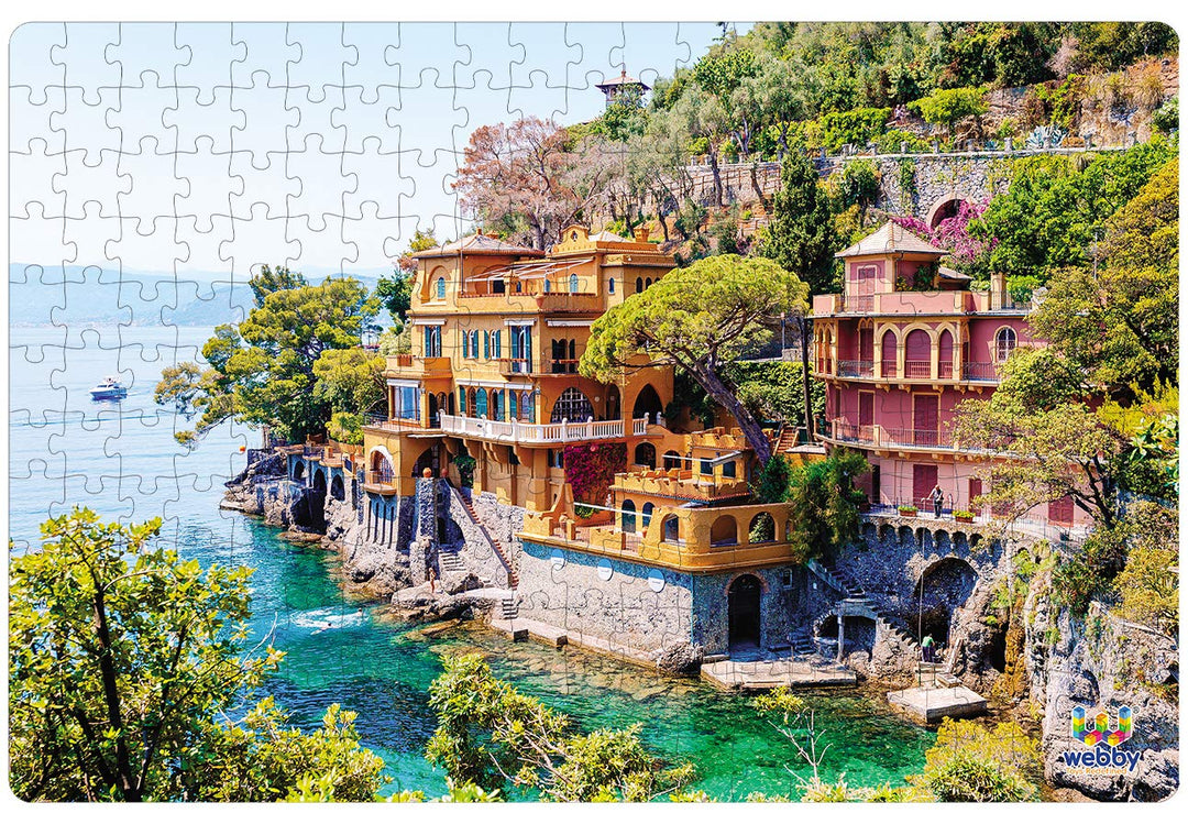 Webby Colorful Houses in Portofino, Italy, Wooden Jigsaw Puzzle, 252 pieces
