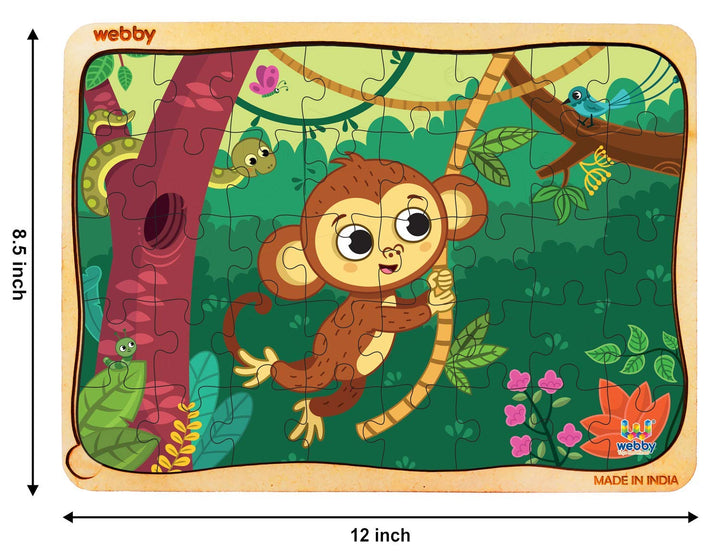 Webby Monkey in Jungle Wooden Floor Puzzle, 40 Pcs