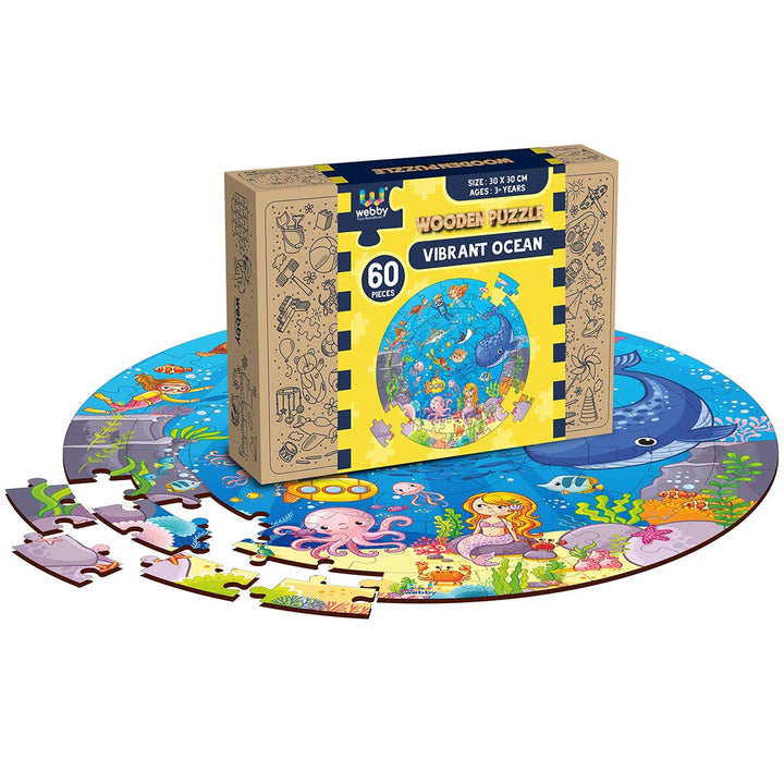 Webby Wooden Jigsaw Puzzles for Kids, 60 Pcs