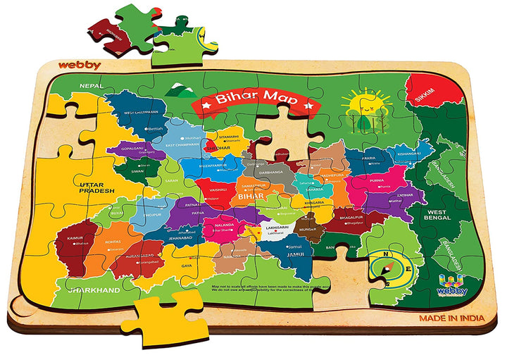 Webby Bihar Map Wooden Floor Puzzle, 40 Pcs