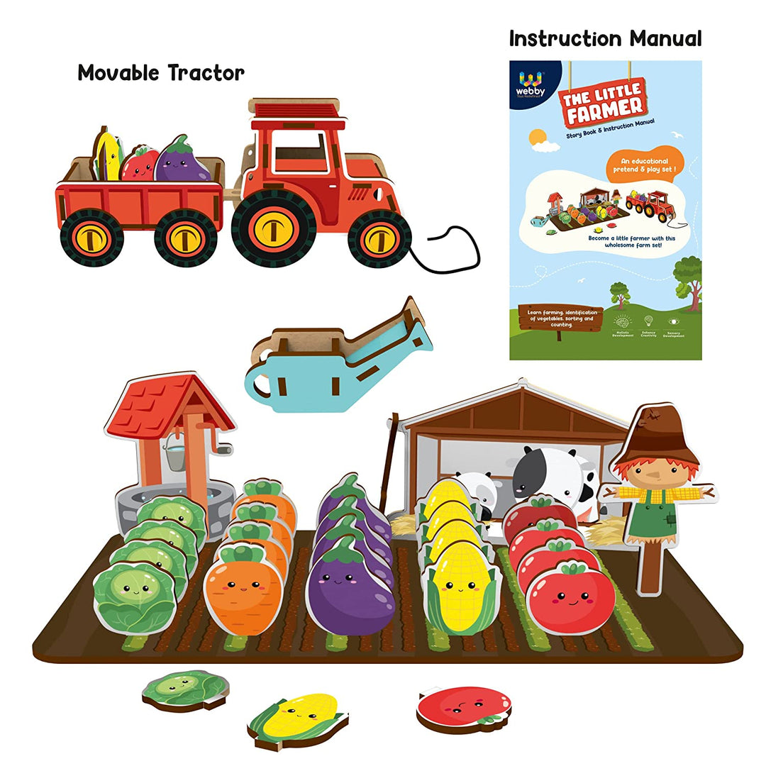Webby Wooden The Little Farmer Game with Wholesome Farm Set