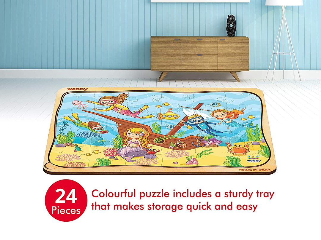 Webby Underwater Treasure Wooden Jigsaw Puzzle, 24pcs, Multicolor