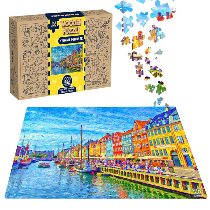 Webby Nyhavn, Denmark Wooden Jigsaw Puzzle, 1000 Pieces