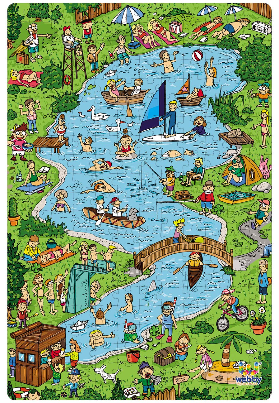 Webby Town Lake Illustration Jigsaw Puzzle, 252 pieces