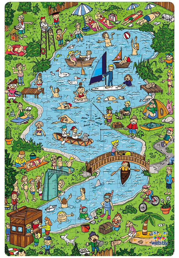 Webby Town Lake Illustration Jigsaw Puzzle, 252 pieces
