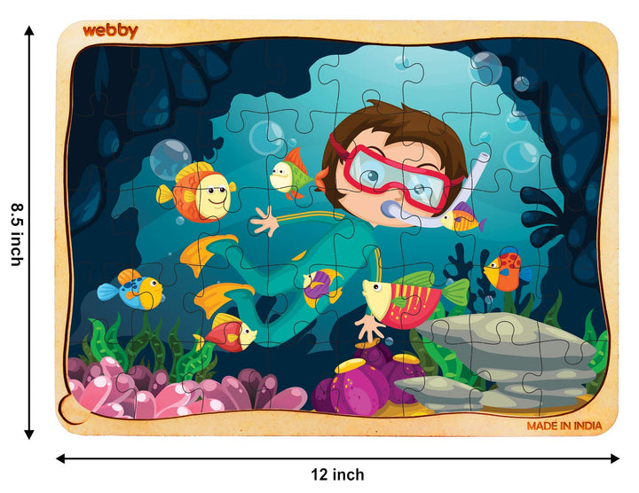 Webby Scuba Diving Wooden Floor Puzzle, 40 Pcs