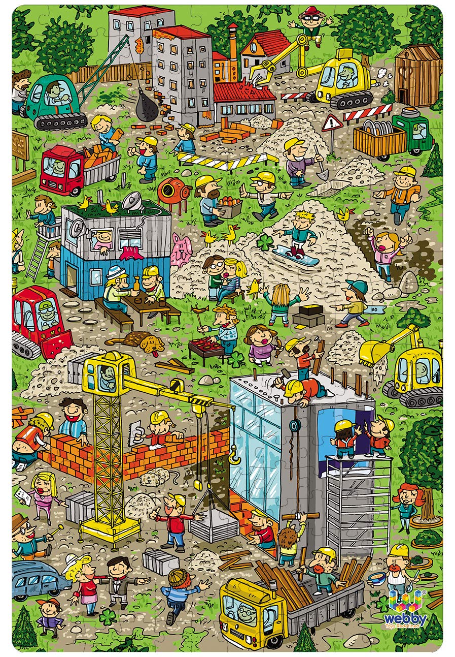 Webby Construction Site Illustration Jigsaw Puzzle, 252 pieces